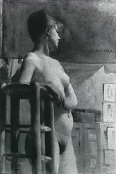 Female Nude with Studio Stool